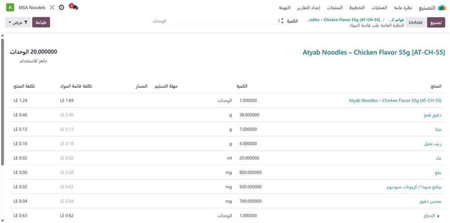 نظرة عامة على هيكل وتكلفة الوصفة