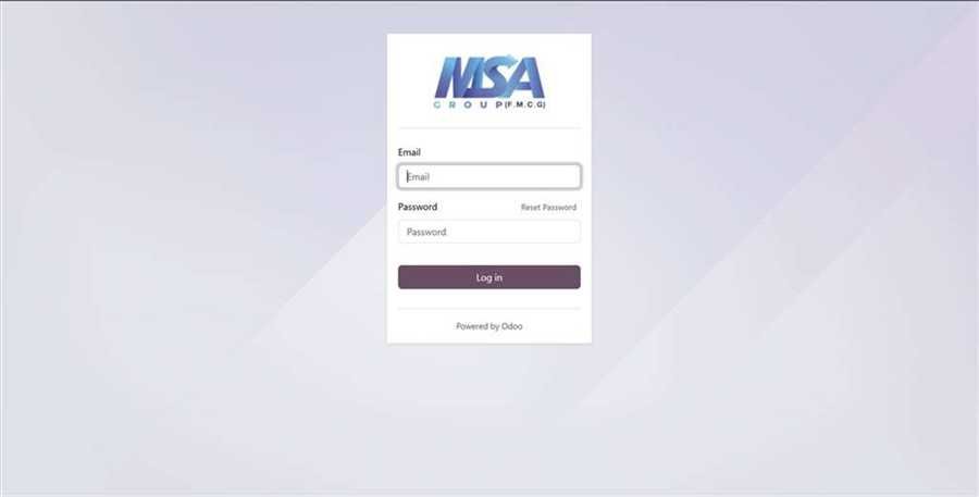 شاشة تسجيل الدخول بشعار MSA Group